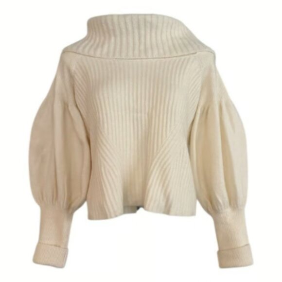 Brand New by Anthropologie The Tessa Off-The-Shoulder Puff-Sleeve Sweater - Picture 4 of 11